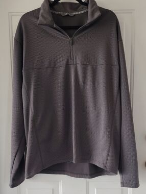 Salomon Dark Gray Textured Performance Sleeve Quarter Zip Pullover